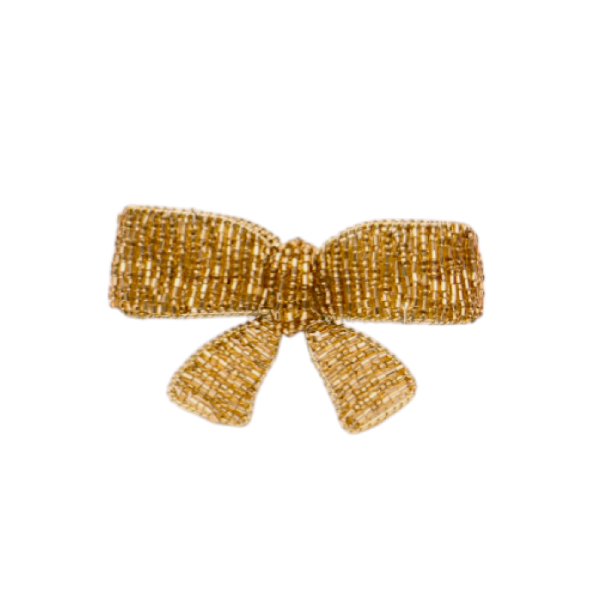 Bow shape Gold Beaded Napkin Ring Set of Six